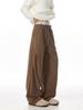 Calça Casual Reta Plissada de Veludo Cotelê Masculina Outono e Inverno Nova Moda Solta Versátil com Forro de Lã Grossa Calça de Perna Larga