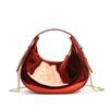 Bolso Bandolera Media Luna Nuevo Cuero Patentado Brillante Láser Mini Media Luna con Cadena de Un Hombro Bolso Pequeño para Niños para Mujer