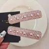 Pasador Rosa con Perlas y Pedrería Coreana, Accesorio para el Cabello Dulce y Lindo para Mujer, Tocado con Pedrería, Pinza para Flequillo, Pinza Lateral, Pasador para Cabello Suelto, Pinza BB
