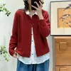 Cárdigan de punto con cuello redondo estilo coreano para mujer, nueva prenda exterior artística vintage de primavera y otoño, abrigo suéter de manga larga holgado y casual