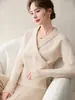 Suave suéter de punto para mujer, estilo old money, cuello en V cruzado, cachemira, otoño e invierno, ajuste ceñido, versátil, top de lana