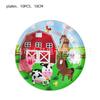 Vajilla de fiesta de cumpleaños infantil con diseño de granja, vaca, rancho y poni, bandeja de papel decorativa, vaso de papel, pañuelos, artículos decorativos para fiestas