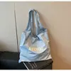 Bolso de Hombro Transfronterizo Nuevo Estilo 2026 Gran Capacidad con Estampado de Letras para Mujer, Bolso de Compras Fresco y Sencillo, Bolso de Tela Versátil para Mujer