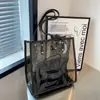 Bolsa Tote Tendência Deste Ano de Grande Capacidade para Mulheres, Novo Modelo Primavera 2026, Bolsa de Ombro Transparente de Gelatina com Estampa de Urso