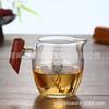 Copa de justicia de vidrio resistente al calor, copa de justicia de flor de ciruelo dorada, copa masculina lateral con mango de madera, copa de justicia engrosada, juego de té kung fu, taza de té dorada y plateada, flor