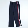 Pantalones de uniforme escolar para niños, rojo y blanco, dos franjas, pantalones azul oscuro, para niños y niñas, pantalones deportivos, para niños grandes, estudiantes, pantalones de cachemira