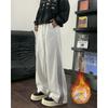 Pantalones Pesados Americanos Retro de Tres Barras para Hombre con Forro Polar Engrosado Pantalones de Uniforme Escolar Holgados de Pierna Recta Deportivos de Pierna Ancha