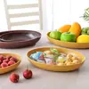 Cuencos y Platos Ovalados con Textura de Madera, Platos para Frutas, Platos para Dulces, Ventas Directas de Fábrica, Estilos Multifuncionales de Doble Propósito para Frutas y Verduras
