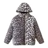 Comercio Exterior Transfronterizo Moda Estilo Europeo y Americano Otoño e Invierno 2025 Nueva Moda Casual Chaqueta de Algodón con Estampado de Leopardo y Capucha Desmontable