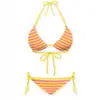 Biquíni Y2K AliExpress Comércio Exterior Listrado Color Block Decote Halter Sexy Hot Girl Conjunto Lindo Puro Desejo
