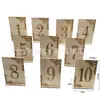 10 Conjuntos de Placas de Número de Mesa de Madeira Gravadas a Laser para Casamento com Base, Números 1-10, Placas Decorativas de Madeira para Festa