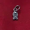 Acessório de prata de lei S925 pingente de peixe pequeno pulseira de corda trançada DIY feita à mão pulseira de cristal colar padrão de espinha de peixe pingente de prata