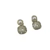Pendientes de botón de estilo de lujo ligero de moda con baño de oro, diamantes completos de imitación y perlas para mujer, brillantes y elegantes para invierno y Año Nuevo