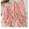 Traje de Pijama Arcoíris Invierno Engrosado Dibujos Animados Durazno Pijamas Ropa de Casa para Mujer Coral Fleece Moderno Holgado