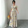 Vestido de Verão 2026 Europeu e Americano Transfronteiriço Feminino com Estampa V-neck Temperamento