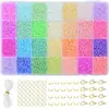 Cuentas de vidrio de colores para bisutería en una caja, cuentas pequeñas iridiscentes, juego completo de accesorios para aretes y collares de cuentas hechos a mano