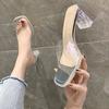 Sandálias Transparentes da Moda para Mulheres, Elegantes Salto Alto Plataforma 2025 Verão Novo com Estilo de Cristais Ins