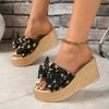 Nuevas Chanclas de Plataforma Impermeables con Suela Gruesa para Mujer Verano 2025, Sandalias de Tacón Cuña, Sandalias de Moda con Lazo para Mujer