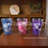 Taza de Doble Capa de Vidrio de Borosilicato Resistente al Calor Creativa Transfronteriza Taza de Flores Secas Taza para Desayuno Leche Café Taza para Beber para el Hogar