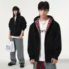 Amazon Otoño e Invierno Nueva Sudadera con Capucha para Hombre Retro Americano Talla Grande Holgada Sudadera para Hombre Chaqueta con Cremallera