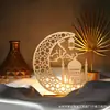 Nuevas Artesanías de Oriente Medio Portavelas de Luna y Estrella de Madera Adornos Artesanías Ambiente Festivo Decoración del Hogar