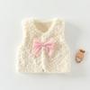 [Gama Alta] Chaleco de Terciopelo de Conejo para Bebé Niña de Otoño e Invierno con Lazo, Chaleco de Bebé de Moda, Chaleco Estilo Princesa