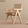 Silla de Comedor de Madera Maciza para el Hogar, Silla Chandigarh Estilo Mediados de Siglo, Silla con Reposabrazos Suaves Estilo Wabi-Sabi, Silla de Ratán para Ocio