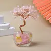 Árvore da Riqueza de Cristal Decorações de Mesa para Casa e Escritório Cilindro de Vidro Pedras de Cristal Árvore da Riqueza