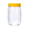 Botella Redonda Transparente de Plástico para Mascotas 450ml con Tapa Amarilla, Frasco de Empaque de Grado Alimenticio para Almacenamiento de Dulces y Frutas Conservadas, Frasco de Almacenamiento, Sellado