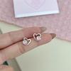 Pendientes simétricos Sweet Love Super Flash de izquierda y derecha con diseño exquisito y circonita francesa, pendientes elegantes y sencillos en forma de corazón para mujer.