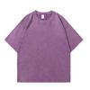 Playera Vintage Lavada de Algodón Puro de 250 g Estilo Retro Americano para Hombre, Corte Holgado, Hombro Caído, Camiseta de Capa Base, Marca de Moda Transfronteriza, Playera de Manga Corta para Hombre