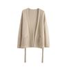 23 Nuevo Abrigo Cardigan de Lana con Cordones para Mujer Suéter Largo Holgado Prendas de Abrigo Joker Tejido Base Superior