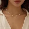 Europa e Estados Unidos fronteiriço latão quente banhado a ouro real personalidade elegante incrustado corrente de pérolas colar feminino