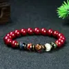 Pulsera de Arena Dorada Morada, Cuentas de Vidrio de Ceniza Fragante, Diseño DIY, Estampado en Caliente de los Cinco Elementos, Pulsera de Año de Nacimiento para Hombres y Mujeres, Cinabrio