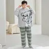 Pijama para niños de talla grande, ropa de estar de manga larga de algodón puro extragrande, conjunto de pijama para niños, estilo casual holgado de dibujos animados para otoño, estilo estudiantil