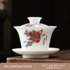 2024 Novo Estilo Suet Jade Cover Bowl Ovelha Luz Luxo Cerâmica Chá Hover Cover Bowl Casa Kung Fu Chá Negócio Acompanhando Presente