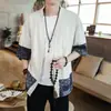 Camisa de Siete Mangas Estilo Chino con Hebilla Transfronteriza Traje Tang para Hombre Retro Meditación Hanfu Camisa Capa de Lino Moda Hombre