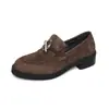 Mocasines de Piel Genuina para Mujer, Nuevo Modelo 2026, Punta Redonda, Hebilla Metálica, Zapatos de Piel sin Cordones, Tacón Medio, Planos Estilo Universitario para Mujer