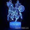 Luminária de Mesa 3D Colorida Touch Cruzada Dedicada Marvel Vingadores Guardiões da Galáxia Lâmpada Presente Criativo
