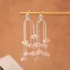 Brincos Longos com Franjas Super Feéricos com Toque de Luxo, Brincos de Flor de Lírio-do-Vale em Gradiente Frescos e Doces, Versáteis para o Trabalho, Acessórios de Orelha Estilo Fada