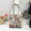 Bolsa de Mão Pequena Bordada com Elefante Estilo Étnico para Viagem Feminina Bolsa de Ombro de Lona Tecida para Todas as Estações Bolsa de Estudante