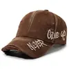 Gorra de Béisbol Lavada Vintage Desgastada Estilo Europeo y Americano para Mujer, Bordado de Letras Personalizado, Gorra de Pico Adelgazante, Gorra Casual para Parejas, de Hombre