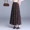 Falda de Malla A-line con Dobladillo Oversize, Estampado Digital de Lunares, Otoño/Invierno 2026, Adelgazante, Nueva Falda Media Versátil Primavera/Otoño