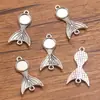 Plata Antigua Diámetro Interior 8mm Accesorios para Joyería DIY Base de Piedra de Tiempo Colgante Doble Base de Pez Conector Colgante Minimalista
