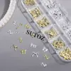 Set de Caja de Accesorios para Uñas Transfronterizos 2026, Dorado y Plateado Varios Estilos de Moños, Decoraciones de Mariposas para Uñas que No se Desvanecen