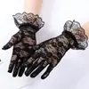 Luvas de Casamento Curtas Simples e Elegantes Estilo Coreano para Noivas, Luvas de Casamento Finas de Renda Branca Lolita