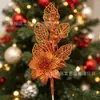 Navidad Polvo Dorado Esquejes Cabeza de Flor Cadena Bola Planta Artificial Fuente de Fábrica Accesorios de Navidad Decoraciones de Flores Artificiales