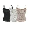 Conjunto de verano coreano casual de ajuste ceñido para mujer con top de tirantes de lunares negros y falda recta
