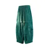 Calças cropped casuais masculinas de verão, soltas e leves, estilo chinês, calças pantalona largas, 8X calças harém, L casual