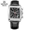 Reloj para hombre megir de venta caliente, reloj de hombre cuadrado de cuero multifuncional de cronometraje retro ligero de moda 2028